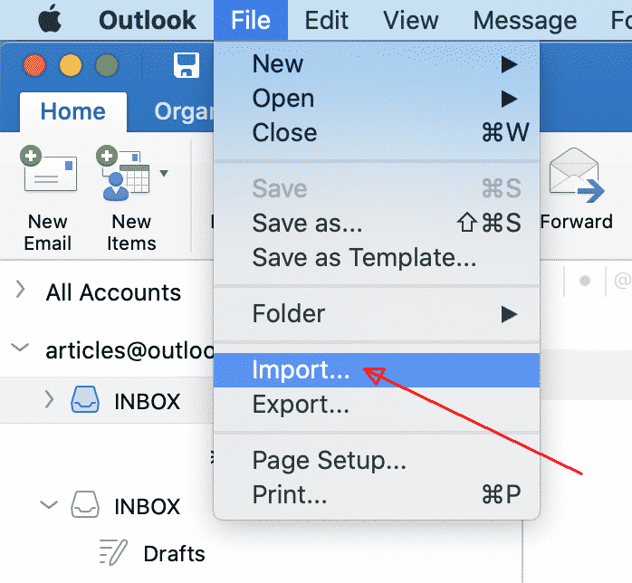 microsoft outlook for mac export